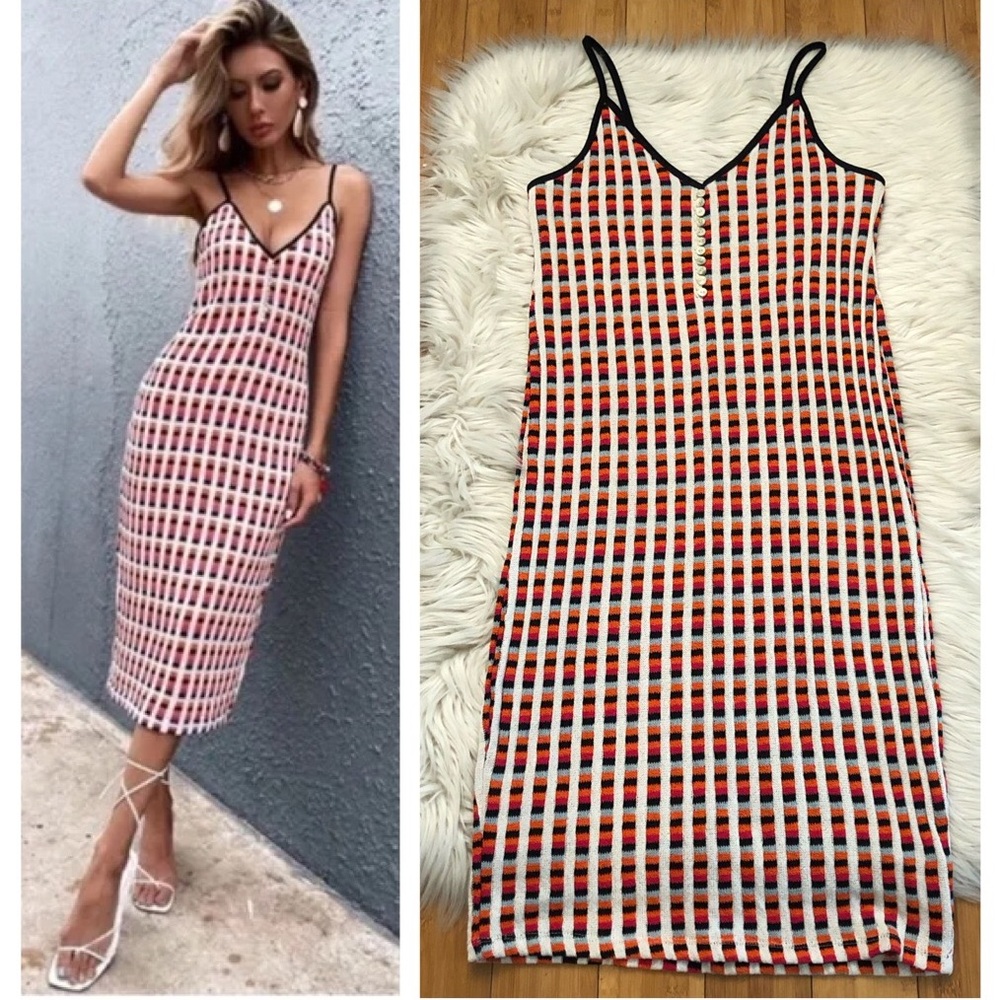 Zara Multicolor Striped Midi Dress